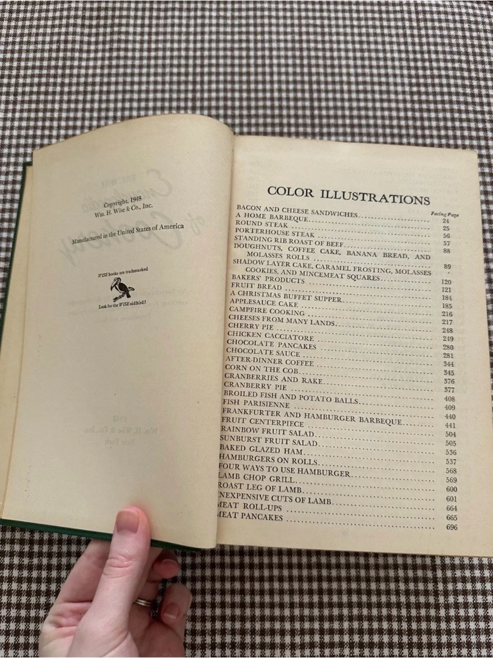 Vintage 1948 The Wise Encyclopedia of Cookery Hardcover Cookbook Old Recipes